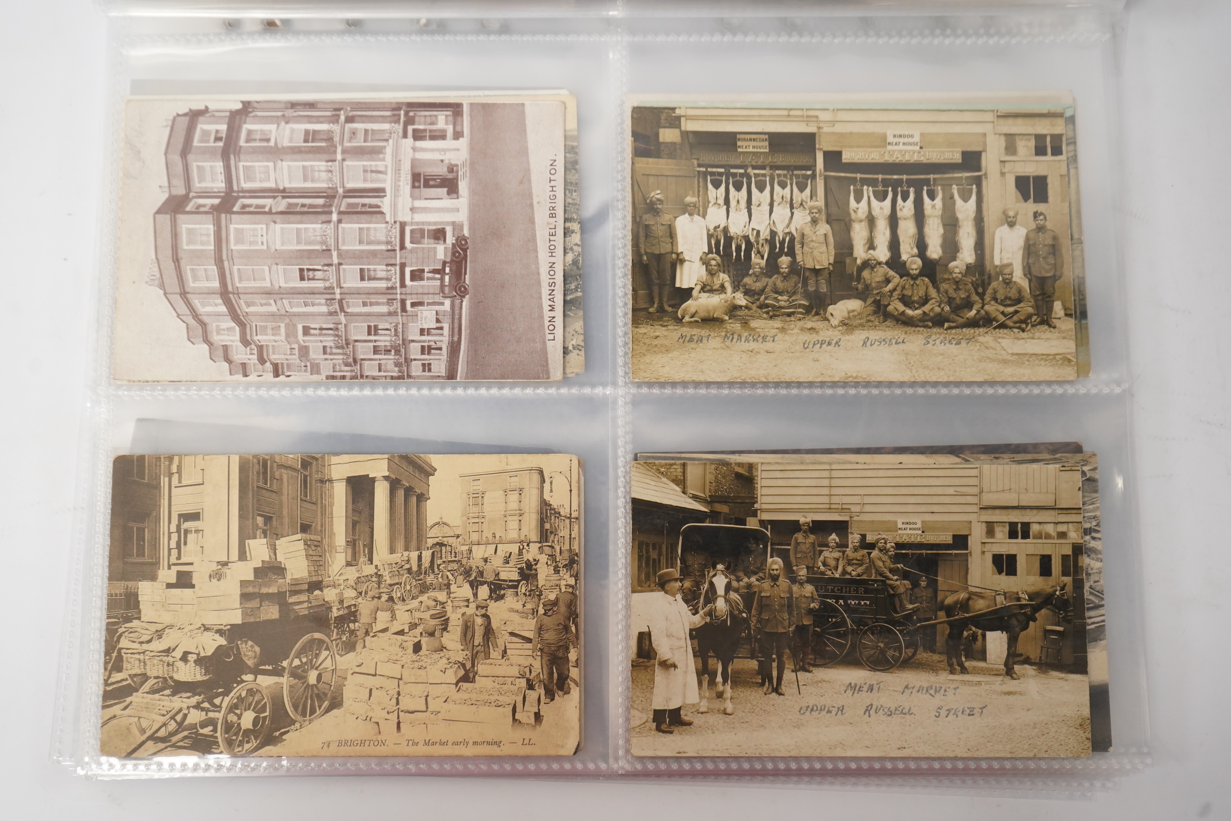 Brighton & Hove interest; a collection of one hundred and twelve assorted vintage postcards, mostly pre WW1, including novelty, shopfronts and Albion football matches